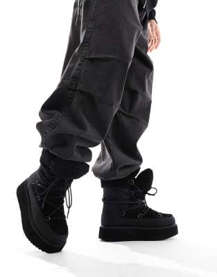 aclent Lace up switching long boots