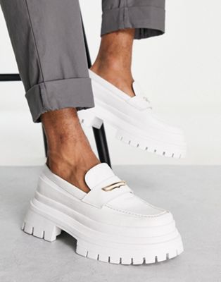ASOS DESIGN chunky loafers in white faux leather