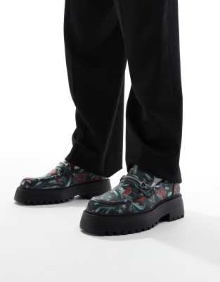 ASOS DESIGN chunky loafers in all over floral jacquard-Multi