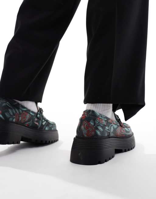 ASOS DESIGN chunky loafers in all over floral jacquard