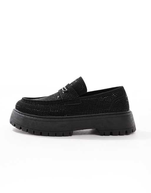 ASOS DESIGN chunky loafers in black diamante, 2 of 4