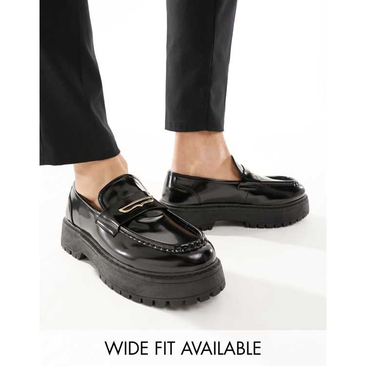 Asos black hot sale leather loafers