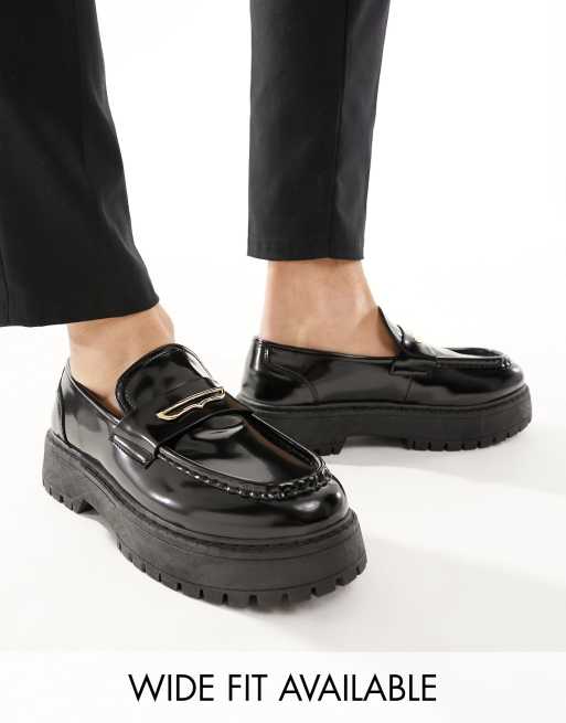 Penny Loafer - Solid Black Leather (Chunky Sole)