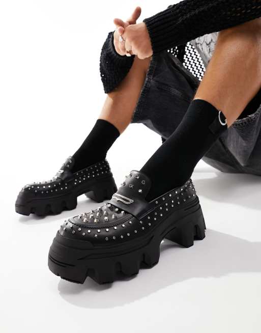 Black shoes with store silver studs