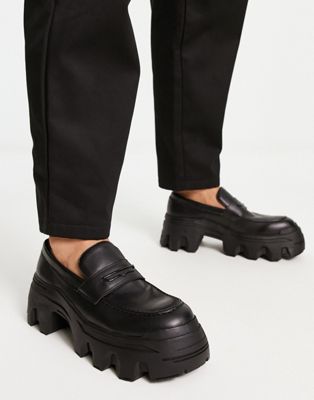 chunky loafers  faux leather