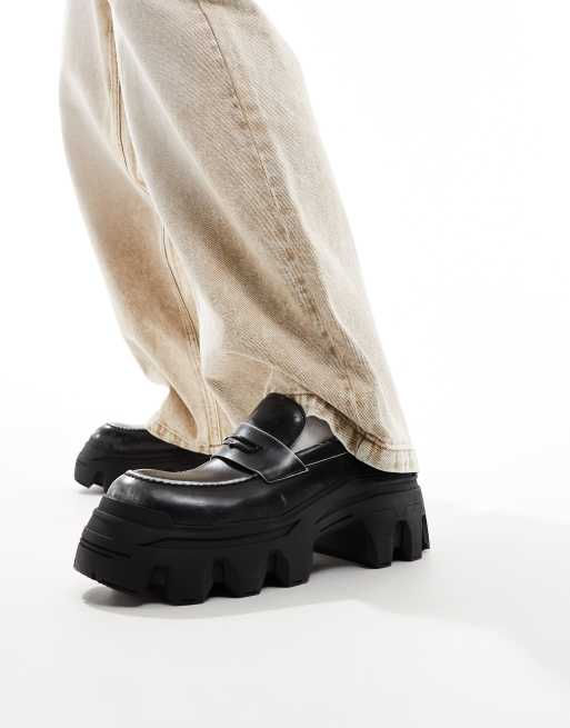 ASOS DESIGN chunky loafers in black faux leather
