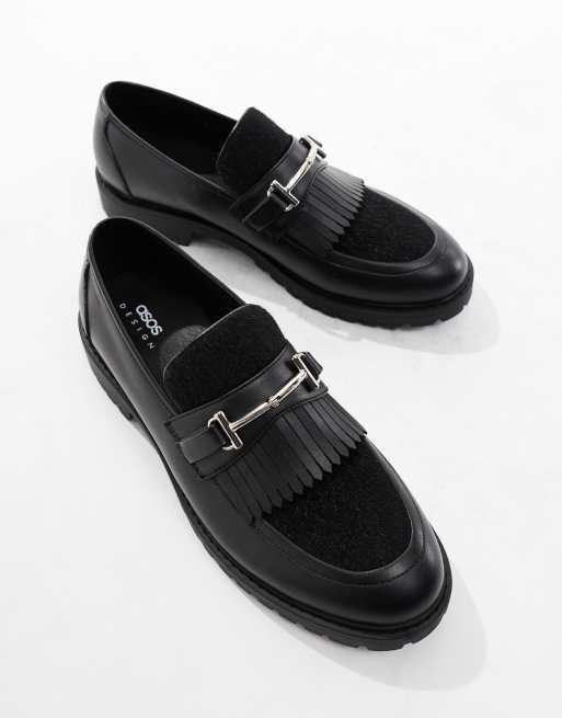 ASOS DESIGN chunky loafers in black with faux fur, 2 of 4