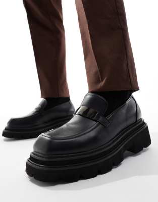 Asos Design Chunky Loafers In Silver