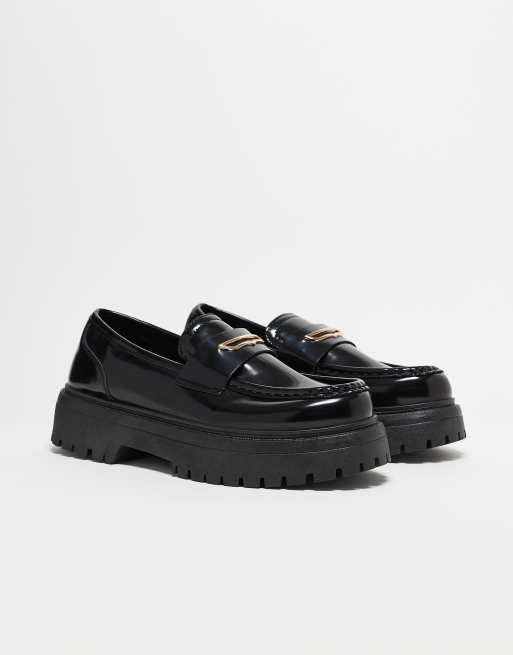 ASOS DESIGN chunky loafers in black with snaffle