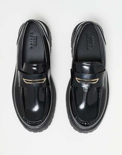 ASOS DESIGN chunky loafers in black with snaffle