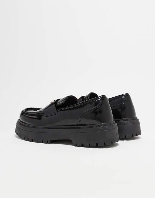 ASOS DESIGN chunky loafers in black with snaffle