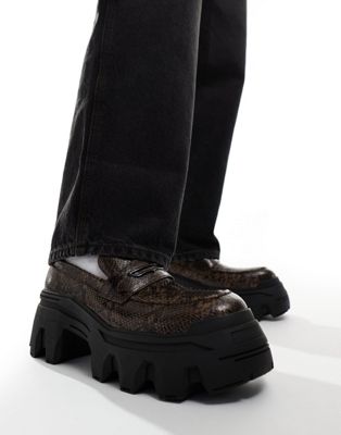  chunky loafers  faux snake