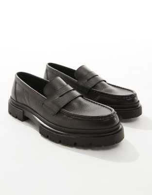 ASOS DESIGN chunky loafers in brown leather