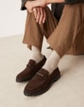 [ASOS DESIGN] ASOS DESIGN chunky loafers in brown suede with snaffle 47 BROWN