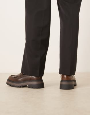 Asos Design Chunky Loafers In Brown