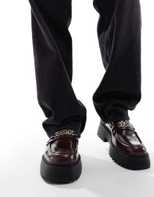  chunky loafers in burgundy
