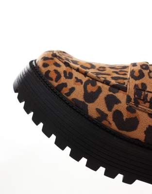 ASOS DESIGN chunky loafers in faux leopard print ASOS