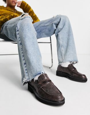 ASOS DESIGN chunky loafers in faux snake print leather - ASOS Price Checker