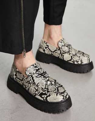 ASOS DESIGN ASOS DESIGN chunky loafers in faux snake-Grey