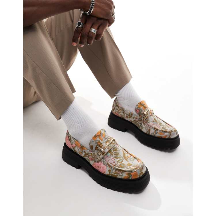 ASOS DESIGN chunky loafers in floral jacquard ASOS