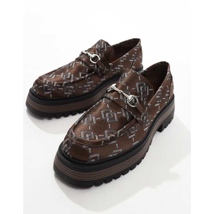 ASOS DESIGN chunky loafers in monogram jacquard ASOS