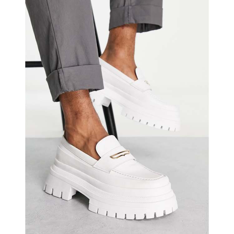 ASOS DESIGN chunky loafers white faux | ASOS