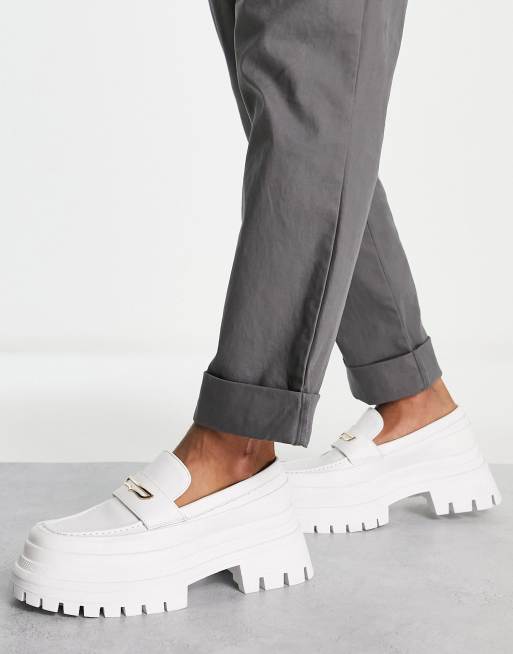 ASOS DESIGN chunky loafers in white faux leather