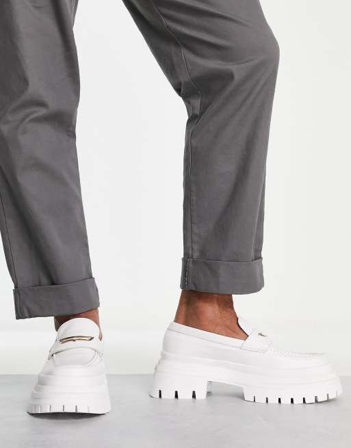 ASOS DESIGN chunky loafers in white faux leather