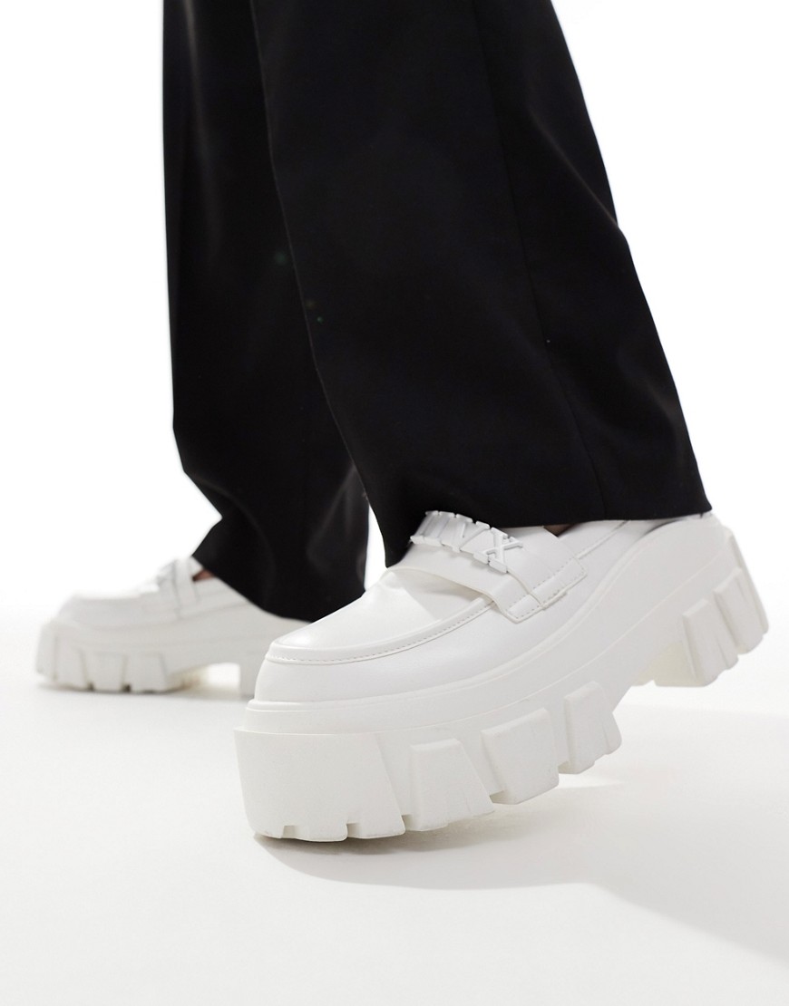 ASOS DESIGN chunky loafers in white faux leather