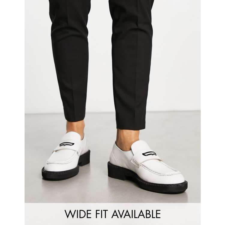 White cheap sole loafers