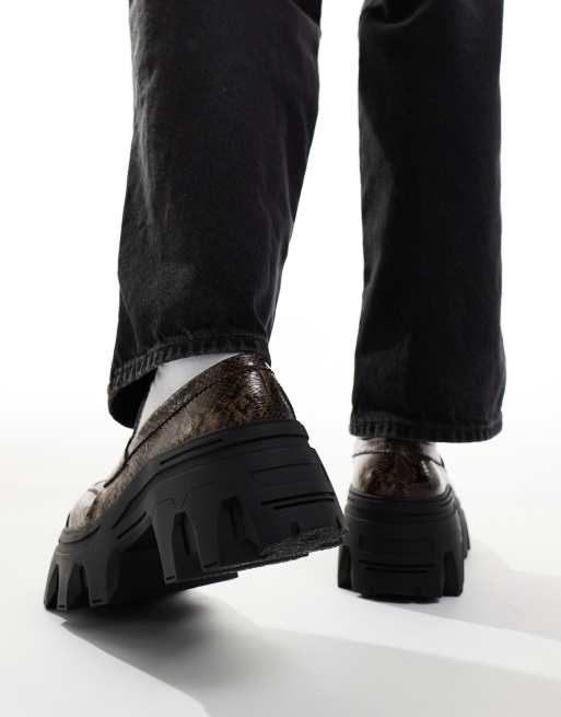 ASOS DESIGN - Chunky loafers med brunt slangemønster, 4 af 4