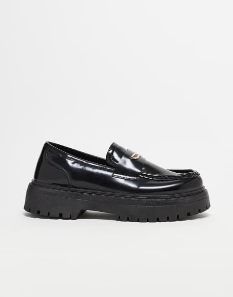 ASOS DESIGN - Chunky loafers med spænde i sort - view 1
