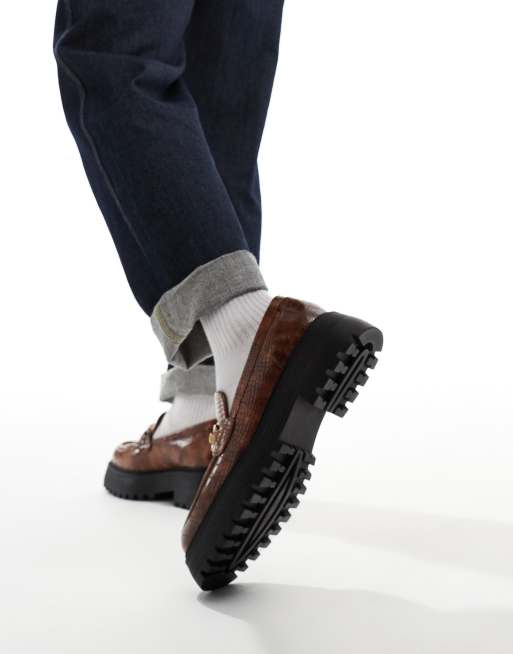 ASOS DESIGN - Chunky loafers med spændedetalje i brunt, imiteret krokodilleskind, 3 af 4