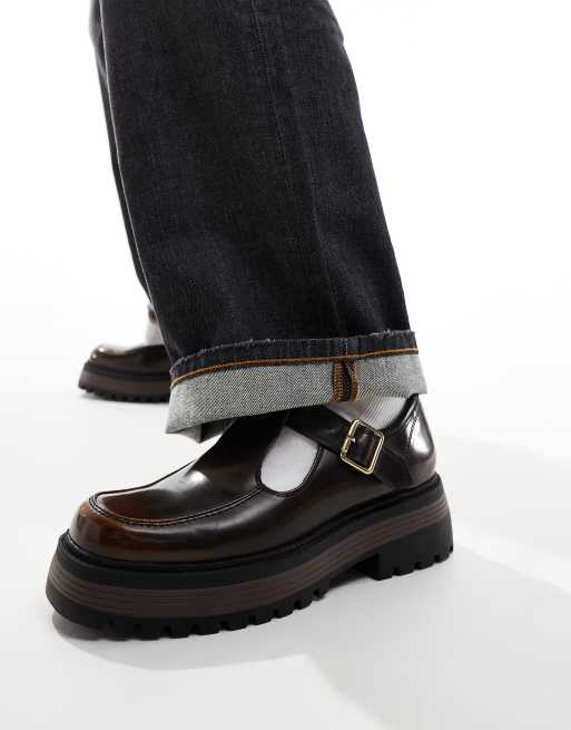 ASOS DESIGN - Chunky Mary Jane-loafers i brunt, imiteret læder