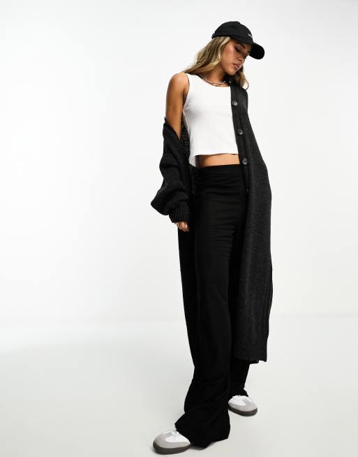 ASOS DESIGN - Chunky maxi-cardigan med gennemgående knapper i grå