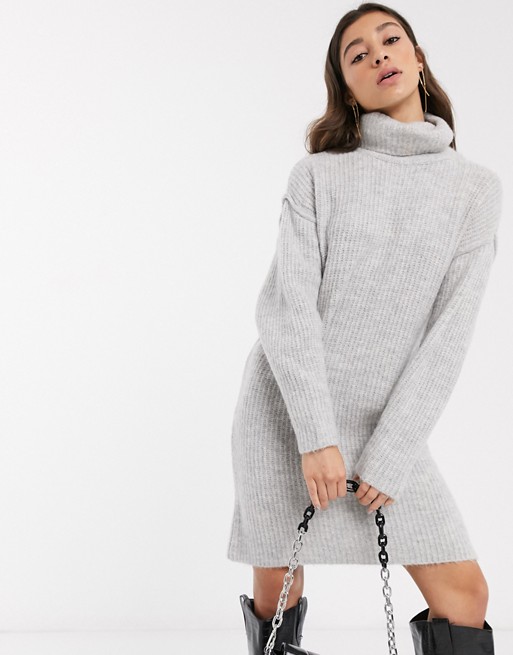 ASOS DESIGN chunky mini dress with roll neck