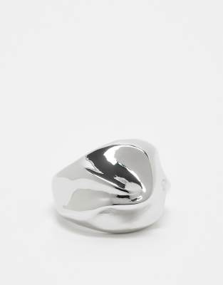 chunky molten ring in silver tone