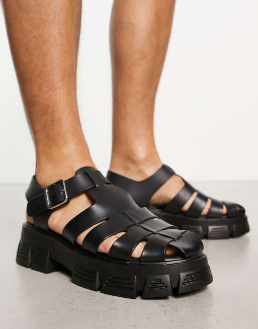 ASOS DESIGN chunky moulded sandals in black ASOS