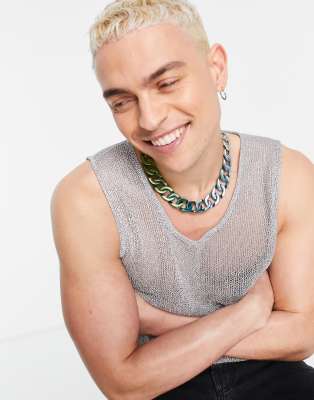 ASOS DESIGN chunky neckchain in brushed blue and green ombre - ASOS Price Checker