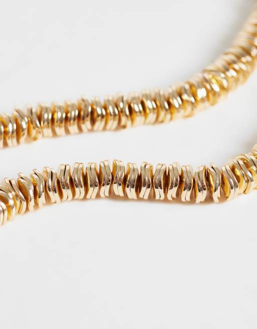ASOS DESIGN chunky necklace with molten links in gold tone, 4 of 4