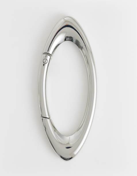 ASOS DESIGN - Chunky ovale karabijnhaak in zilver - view 1