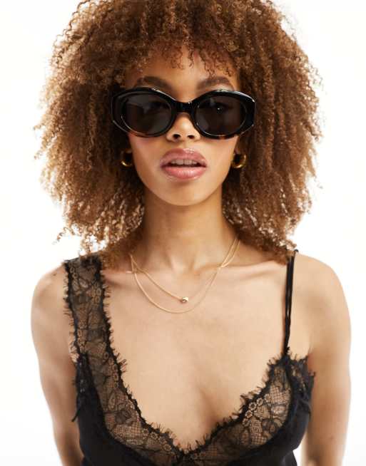 ASOS DESIGN - Chunky, ovale solbriller med falmet skildpaddemønster i sort , 3 af 4