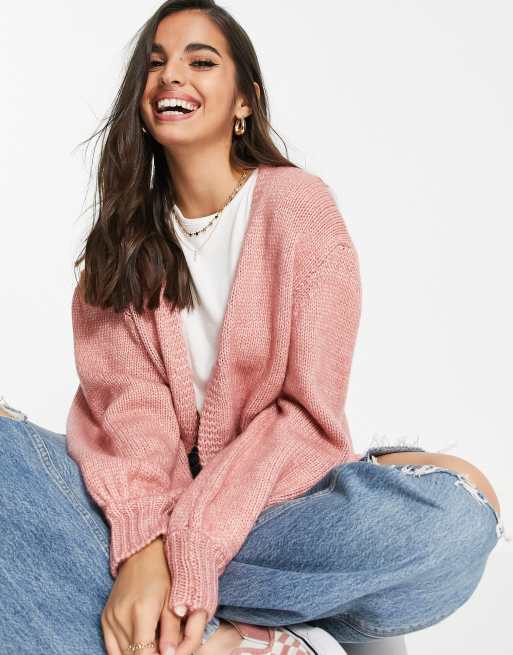 ASOS DESIGN chunky oversized cardigan in dusky pink