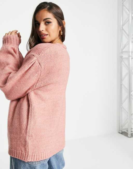 ASOS DESIGN oversize cardigan in pale pink