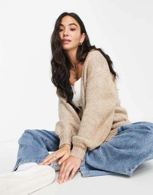 ASOS DESIGN chunky oversized cardigan in taupe | ASOS