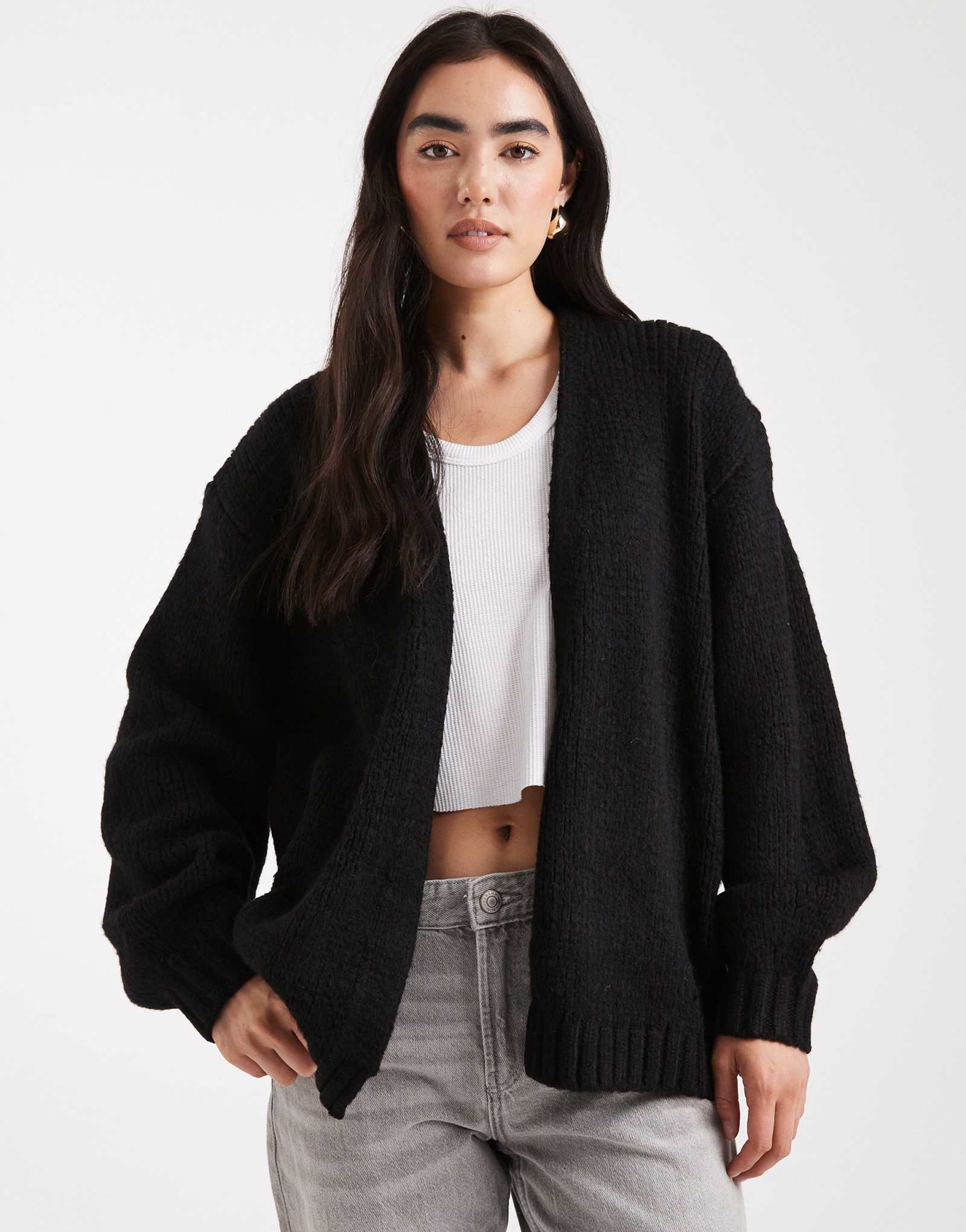 Облегающий кардиган оверсайз от края до края от ASOS DESIGN черного цвета
