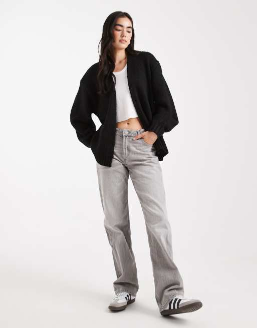 ASOS DESIGN chunky oversized edge-to-edge cardigan in black