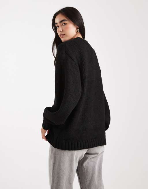 ASOS DESIGN chunky oversized edge-to-edge cardigan in black