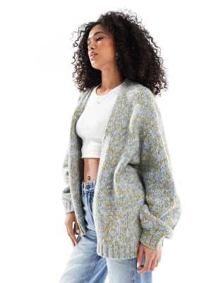 Asos Design Chunky Oversized Edge To Edge Cardigan In Blue