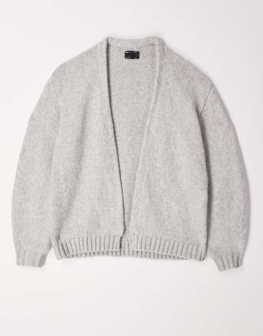 ASOS DESIGN chunky oversized edge to edge cardigan in light gray
